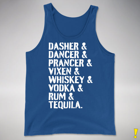 Reindeer and Alcohol List Tank Top - Royal Blue