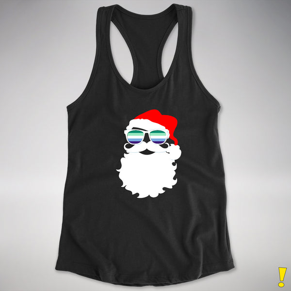 Santa’s Gay Male Pride Flag Shades Racerback Tank - Black