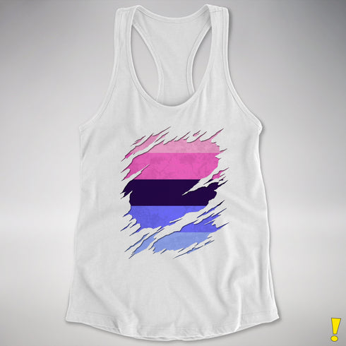 Omnisexual Pride Flag Ripped Reveal Racerback Tank