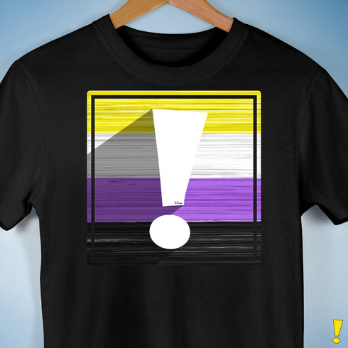 Nonbinary Pride Flag Exclamation Point Premium Unisex T-Shirt - Black