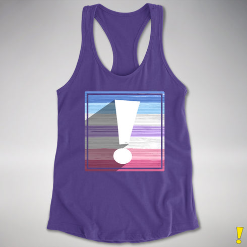 Bigender Pride Flag Exclamation Point Racerback Tank - Purple