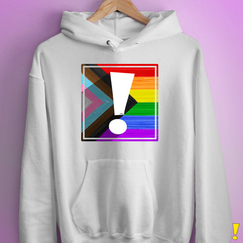 LGBTQ Progress Pride Flag Exclamation Point Hoodie