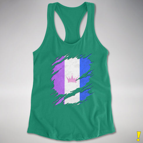 Drag Pride Flag Ripped Reveal Racerback Tank