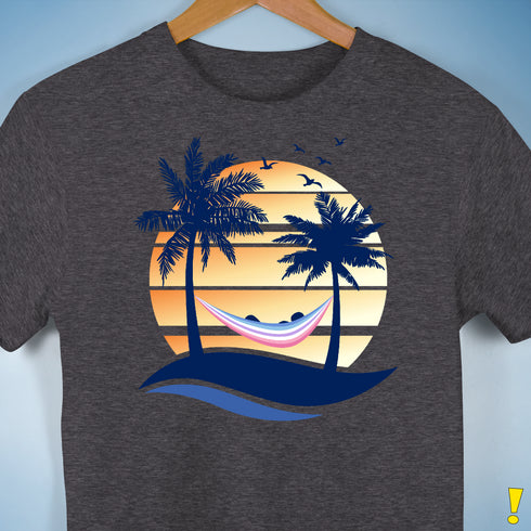 Bigender Pride Hammock Summer Beach Sunset Premium Unisex T-Shirt