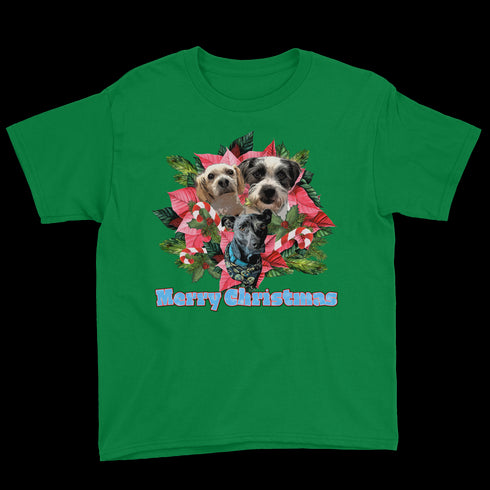 Custom Holiday Joy T-Shirt Youth Tee - Irish Green