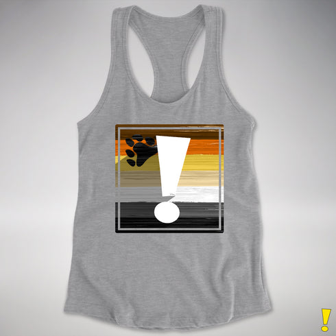 Bear Pride Flag Exclamation Point Racerback Tank - Heather Grey