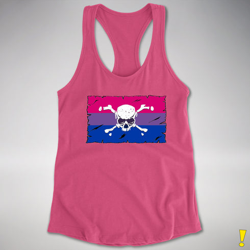 Bisexual Pride Pirate Flag Racerback Tank - Hot Pink