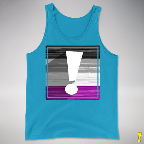 Asexual Pride Flag Exclamation Point Premium Tank Top - Neon Blue