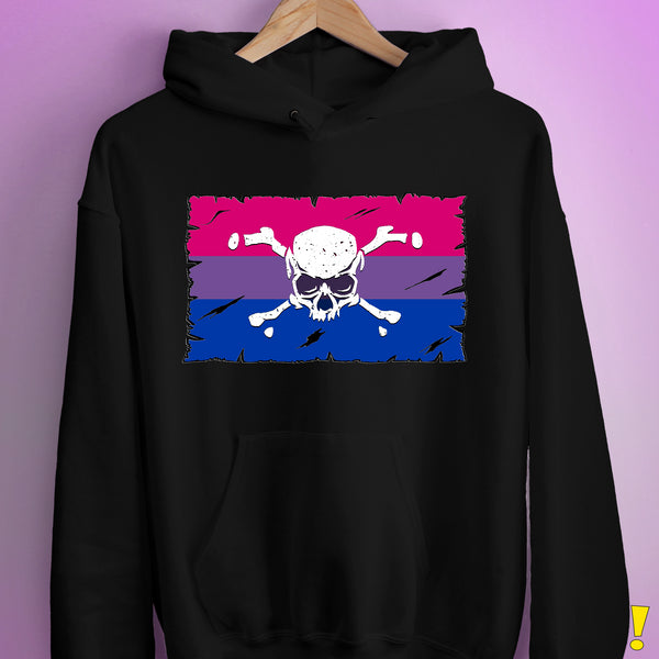 Bisexual Pride Pirate Flag Hoodie - Black