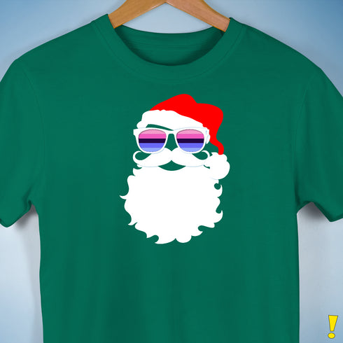 Santa’s Omnisexual Pride Flag Shades Premium Unisex T-Shirt - Kelly Green