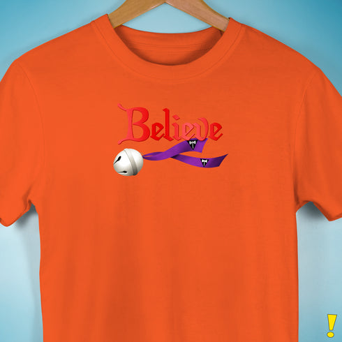 Believe Lesbian Labrys Pride Flag Jingle Bell Premium Unisex T-Shirt - Orange
