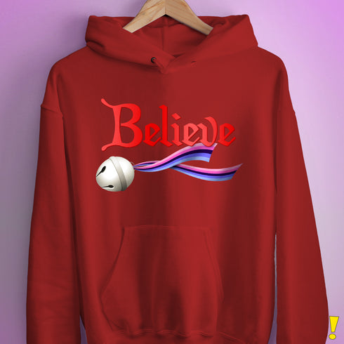 Believe Omnisexial Pride Flag Jingle Bell Hoodie - Red