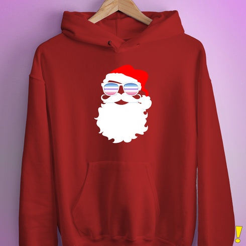 santa cutout bigenderSanta’s Bigender Pride Flag Shades Hoodie - Red