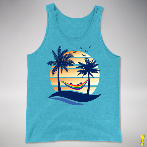 Original LGBTQ Pride Hammock Summer Beach Sunset Premium Tank Top