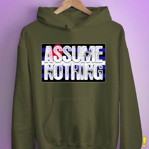 Assume Nothing Leather Pride Flag Hoodie