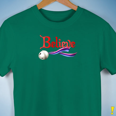 Believe Omnisexial Pride Flag Jingle Bell Premium Unisex T-Shirt - Kelly Green