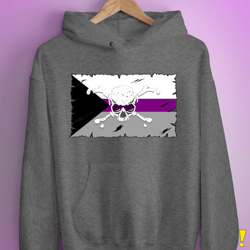 Demisexual Pride Pirate Flag Hoodie - Grey Heather