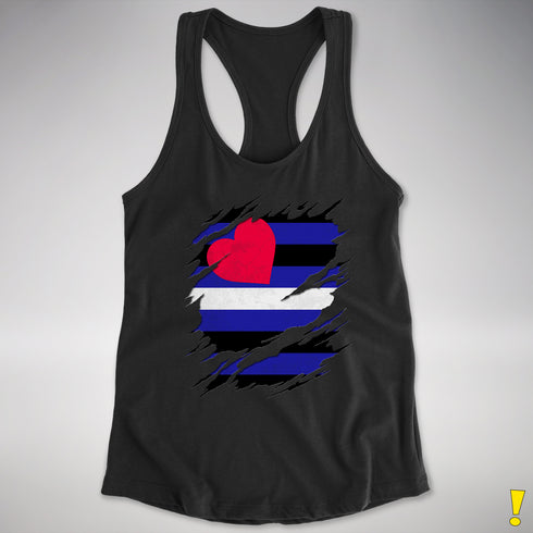 Leather Pride Flag Ripped Reveal Racerback Tank