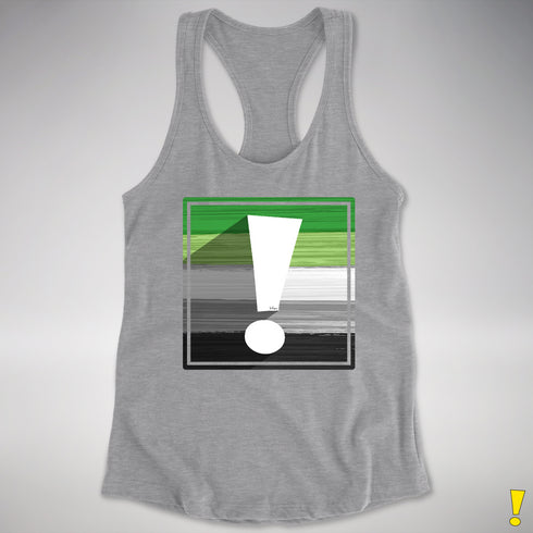 Aromantic Pride Flag Exclamation Point Racerback Tank - Heather Grey