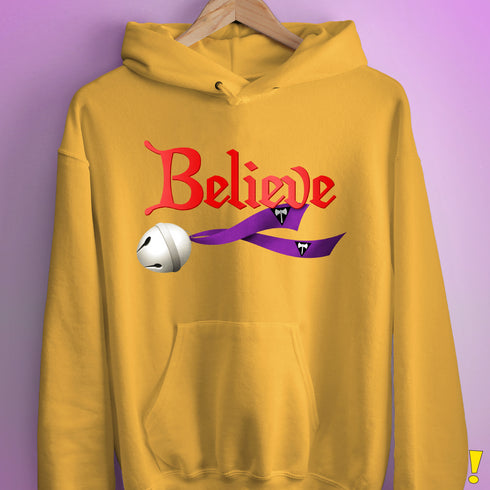 Believe Lesbian Labrys Pride Flag Jingle Bell Hoodie - Mustard