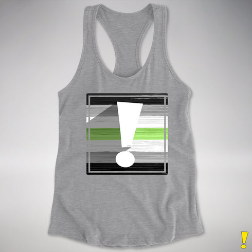 Agender Pride Flag Exclamation Point Racerback Tank - Heather Grey