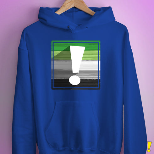 Aromantic Pride Flag Exclamation Point Hoodie - Royal Blue