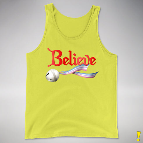 Believe Bigender Pride Flag Jingle Bell Premium Tank Top - Neon Yellow