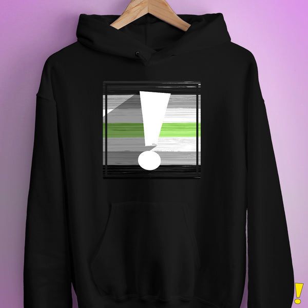 Agender Pride Flag Exclamation Point Hoodie - Black