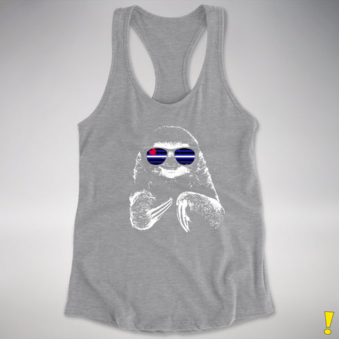Pride Sloth Leather Flag Sunglasses Racerback Tank