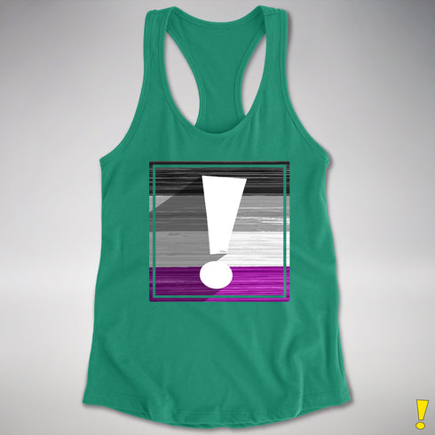 Asexual Pride Flag Exclamation Point Racerback Tank - Kelly Green