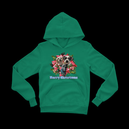 Custom Holiday Joy T-Shirt Premium Youth Hoodie - Kelly Green
