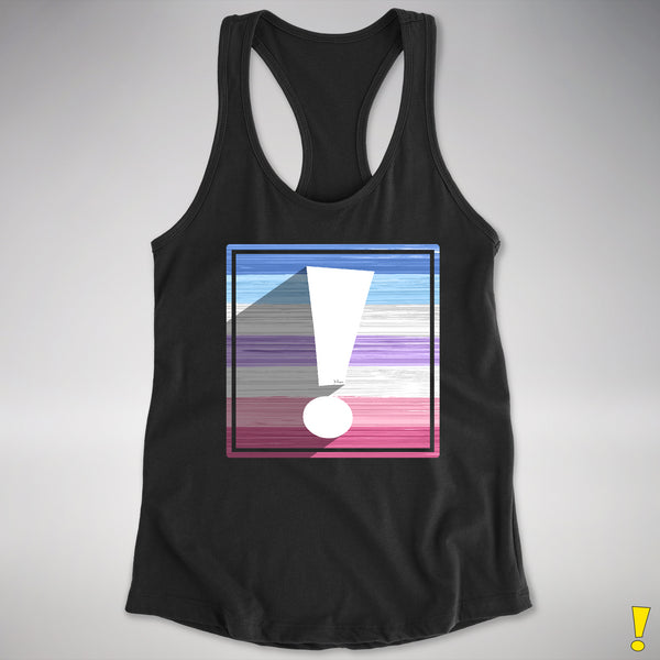 Bigender Pride Flag Exclamation Point Racerback Tank - Black