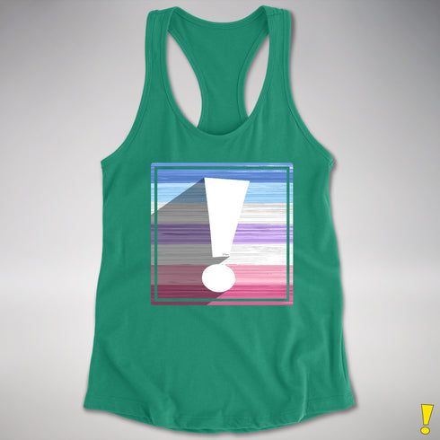Bigender Pride Flag Exclamation Point Racerback Tank - Kelly Green
