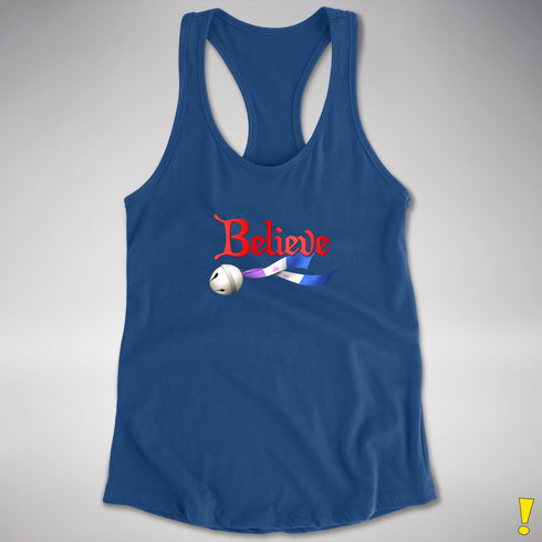 Believe Drag Pride Flag Jingle Bell Racerback Tank - Royal