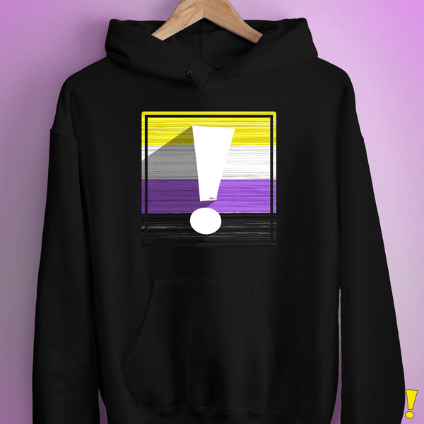 Nonbinary Pride Flag Exclamation Point Hoodie