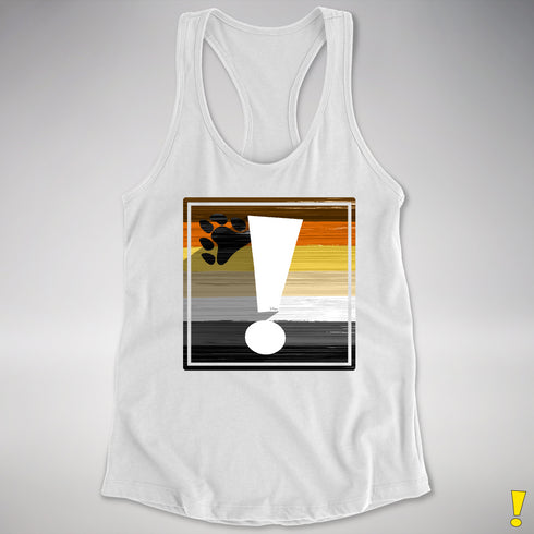 Bear Pride Flag Exclamation Point Racerback Tank - White