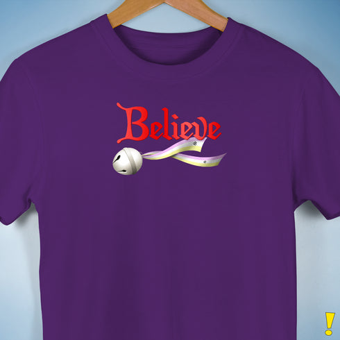 Believe Twink Pride Flag Jingle Bell Premium Unisex T-Shirt - Purple