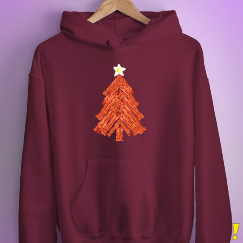 Funny Bacon and Egg Christmas Tree Hoodie - Maroon
