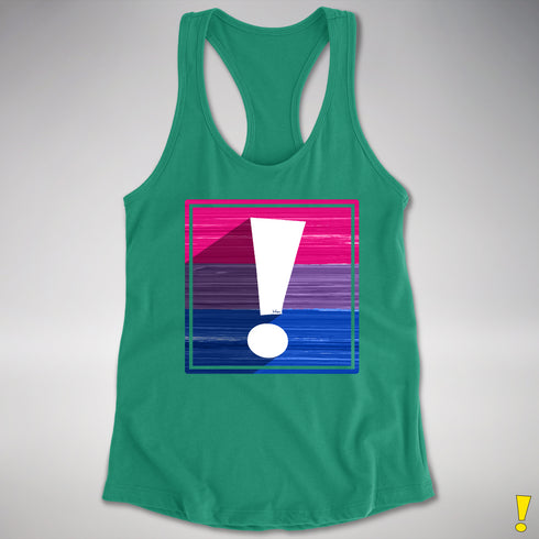 Bisexual Pride Flag Exclamation Point Racerback Tank - Kelly Green