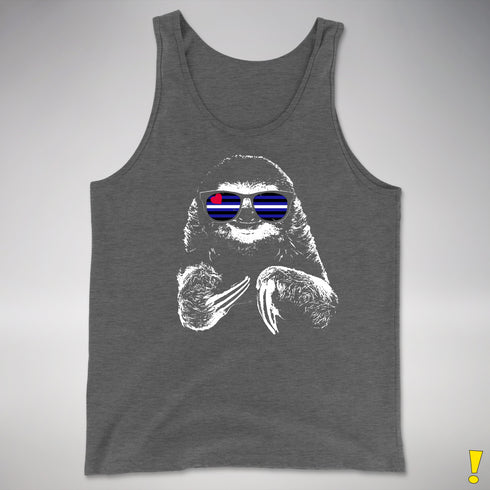Pride Sloth Leather Flag Sunglasses Premium Tank Top