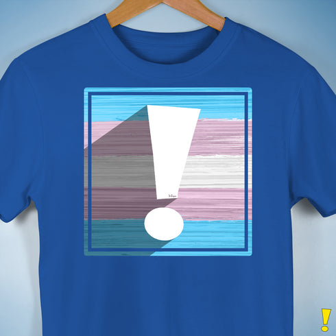 Transgender Pride Flag Exclamation Point Premium Unisex T-Shirt - Royal Blue