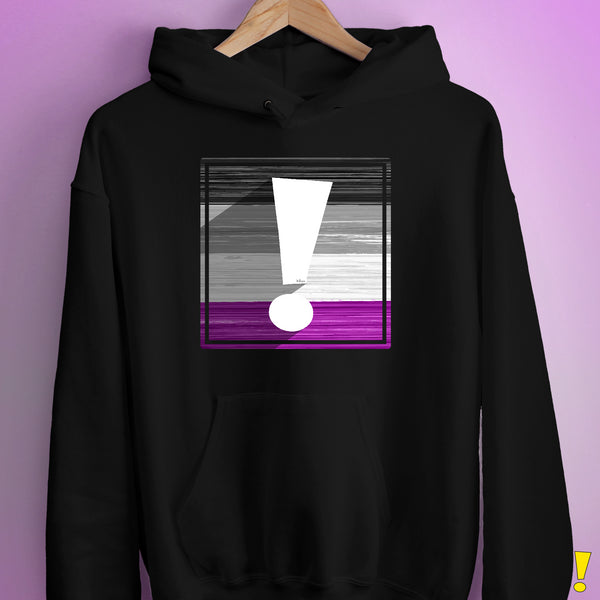 Asexual Pride Flag Exclamation Point Hoodie - Black