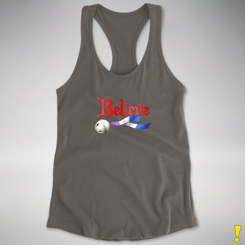 Believe Drag Pride Flag Jingle Bell Racerback Tank - Dark Grey