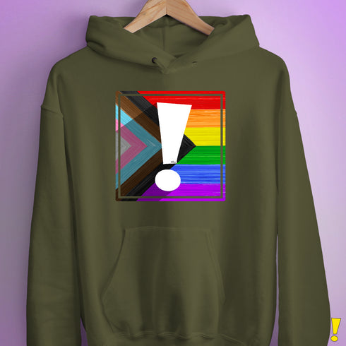 LGBTQ Progress Pride Flag Exclamation Point Hoodie