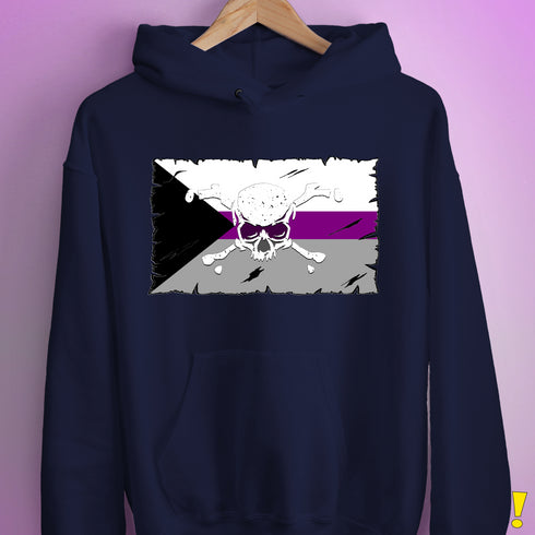 Demisexual Pride Pirate Flag Hoodie - Navy