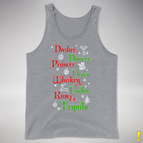 Santa's Reindeer and Drinks Tank Top - Grey Heather