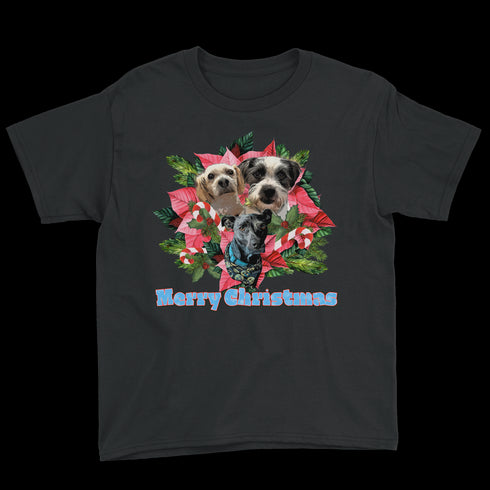 Custom Holiday Joy T-Shirt Youth Tee - Black