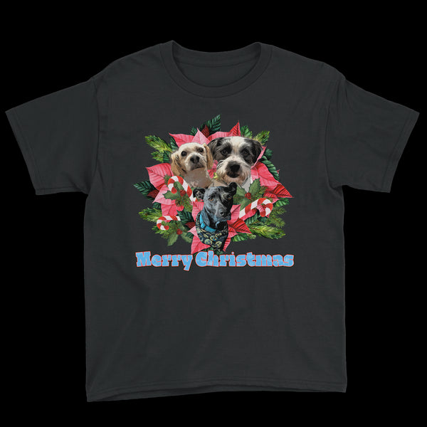 Custom Holiday Joy T-Shirt Youth Tee - Black