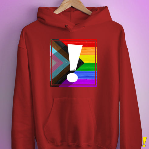 LGBTQ Progress Pride Flag Exclamation Point Hoodie