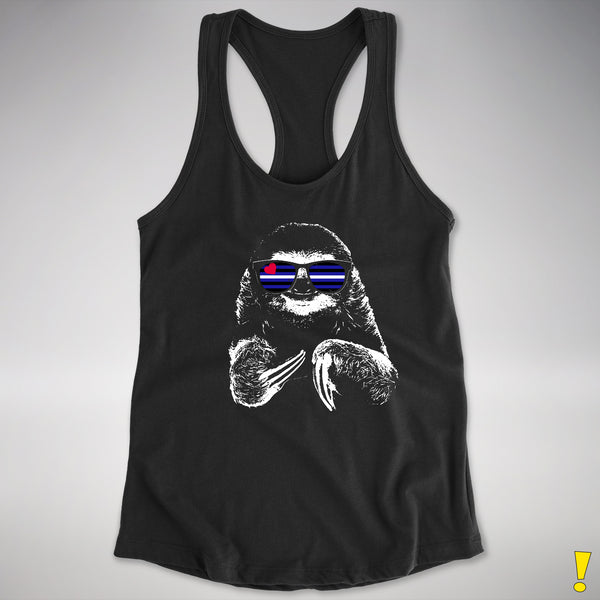Pride Sloth Leather Flag Sunglasses Racerback Tank